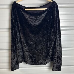 BuffBunny Black Crushed Velvet Boat Neck Top Women’s XL